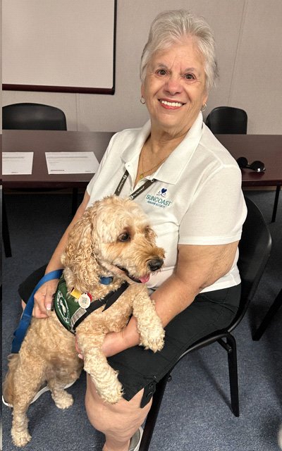 Philomena Lyon with her pet partner, Dexter