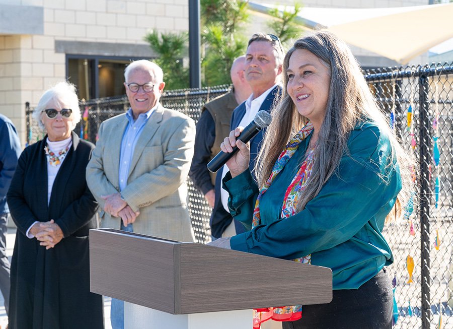 Maureen O'Nell speaking at the ribbon cutting celebration for the Suncoast Humane Society Soderberg Campus, January 9, 2025