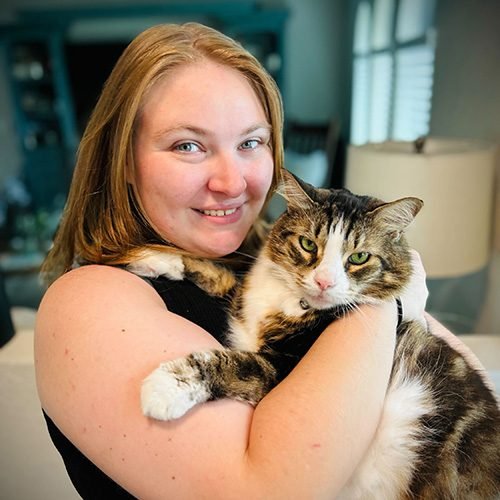 Sarah holding a cat